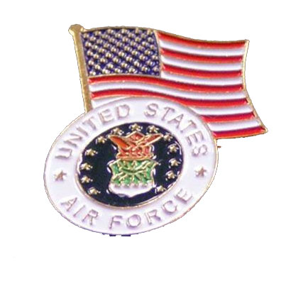 Dual American Flag and Air Force Seal Lapel Pin