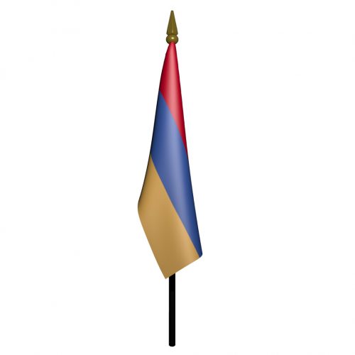 4in x 6in Armenia Flag with Staff and Spear