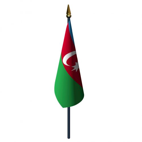 4in x 6in Azerbaijan Flag with Staff and Spear