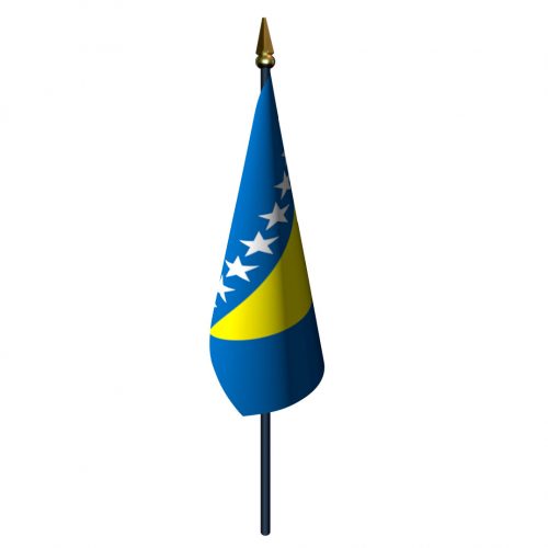 4in x 6in Bosnia and Herzegovina Flag with Staff and Spear