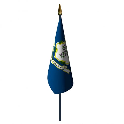 Connecticut Flag with Staff and Spear