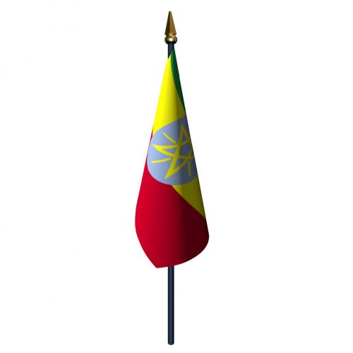 4in x 6in Ethiopia Flag with Staff and Spear