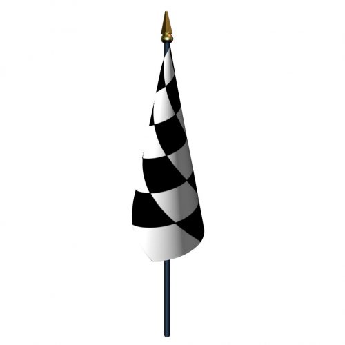4in x 5in Checkered Flag with Staff and Spear