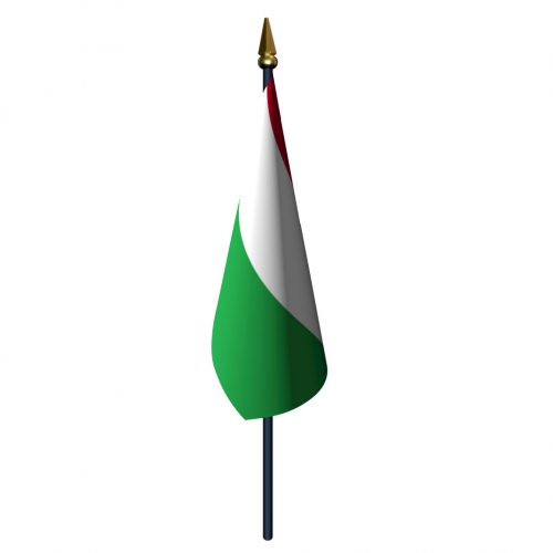 Hungary Flag with Staff and Spear