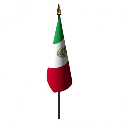 Mexico Flag with Staff and Spear