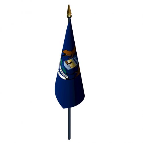 Michigan Flag with Staff and Spear