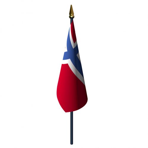 Norway Flag with Staff and Spear