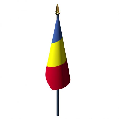 4in x 6in Romania Flag with Staff and Spear