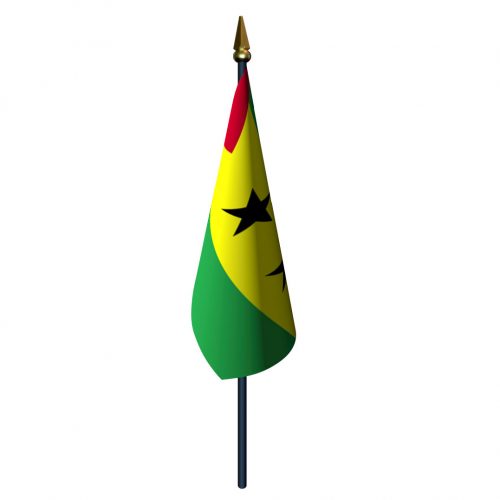 4in x 6in Sao Tome and Principe Flag with Staff and Spear