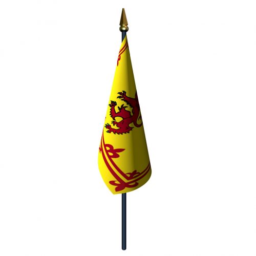 4in x 6in Scotland Rampant Lion Flag with Staff and Spear
