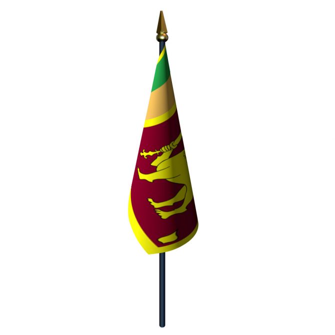 4in x 6in Sri Lanka Flag with Staff and Spear