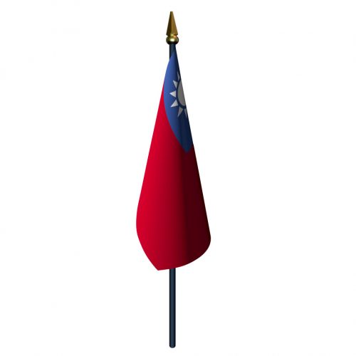 Taiwan Flag with Staff and Spear