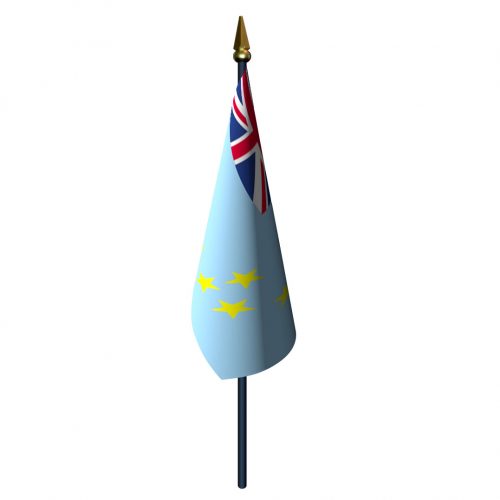 4in x 6in Tuvalu Flag with Staff and Spear