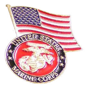 Dual American Flag and Marine Corps Seal Lapel Pin