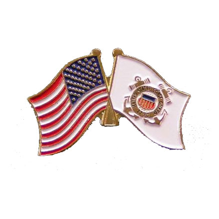 Dual America and Coast Guard Flag Lapel Pin