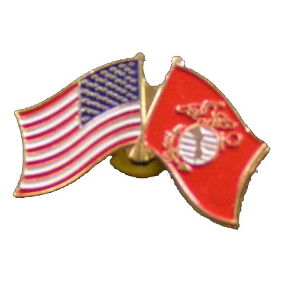 Dual America and Marine Corps Flag Lapel Pin