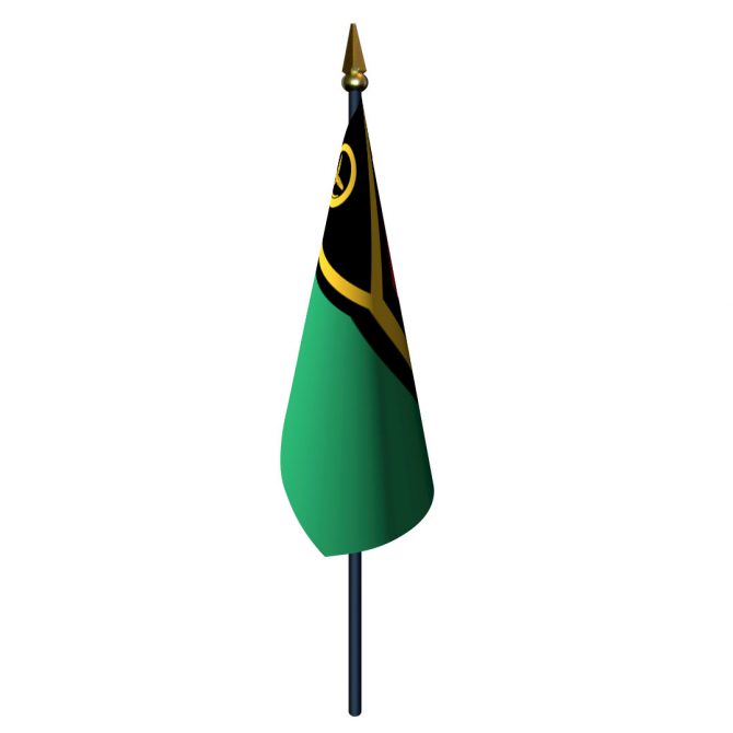4in x 6in Vanuatu Flag with Staff and Spear