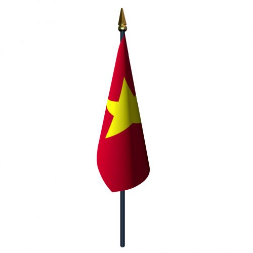 4in x 6in Vietnam Flag with Staff and Spear
