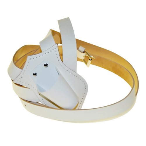 Double Strap White Leather Parade Carrying Belt