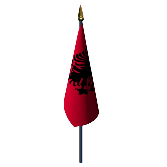 4in x 6in Albania Flag with Staff and Spear