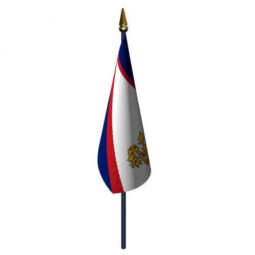 American Samoa Flag with Staff and Spear