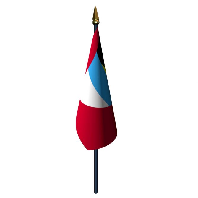 Antigua and Barbuda Flag with Staff and Spear