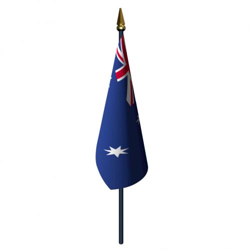 Australia Flag with Staff and Spear
