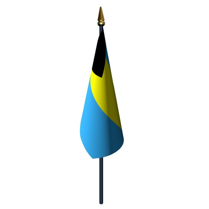 Bahamas Flag with Staff and Spear