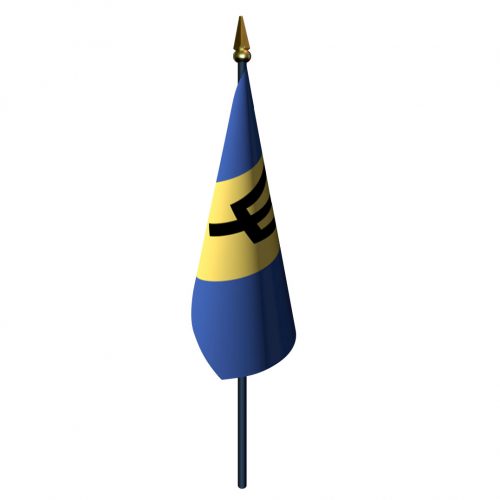 Barbados Flag with Staff and Spear