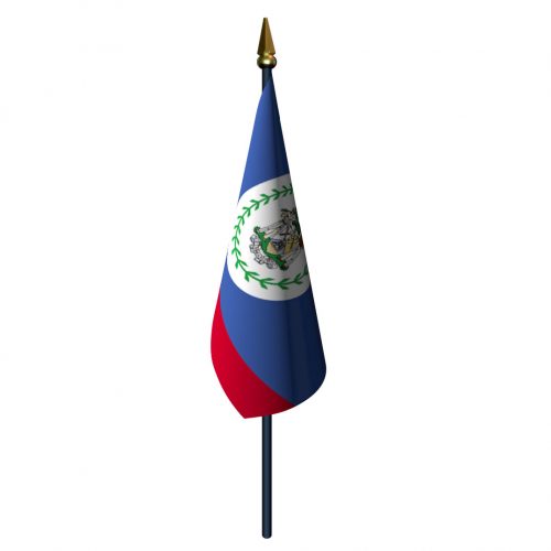 Belize Flag with Staff and Spear