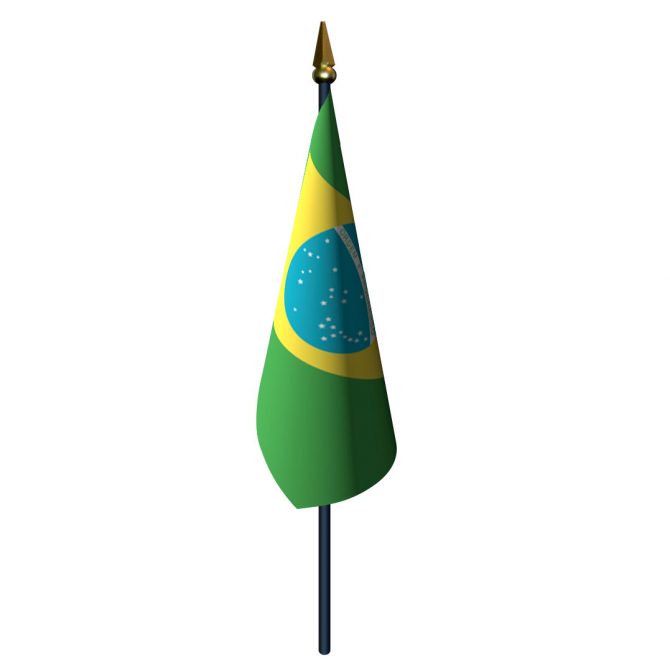 Brazil Flag with Staff and Spear