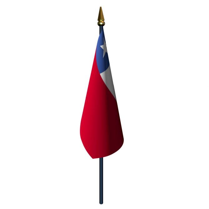 Chile Flag with Staff and Spear