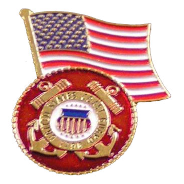 Dual American Flag and Coast Guard Seal Lapel Pin