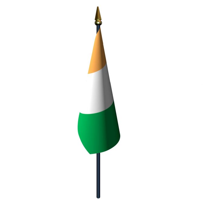 4in x 6in Cote D'ivoire Flag with Staff and Spear