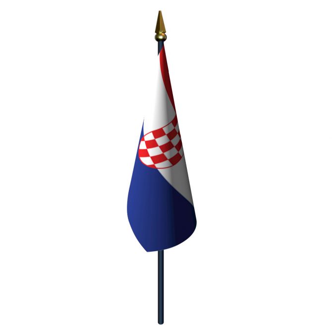 4in x 6in Croatia Flag with Staff and Spear