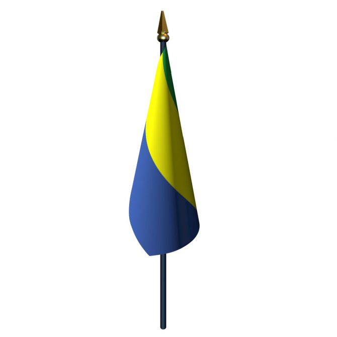 4in x 6in Gabon Flag with Staff and Spear