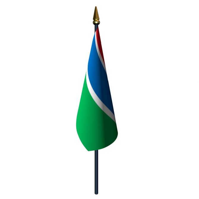 4in x 6in Gambia Flag with Staff and Spear