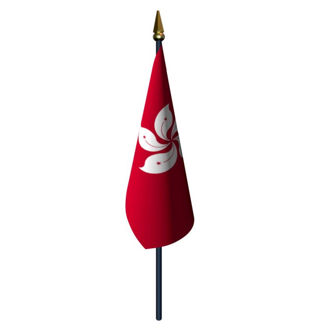 4in x 6in Hong Kong Flag with Staff and Spear