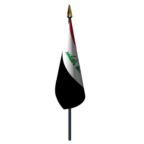4in x 6in Iraq Flag with Staff and Spear