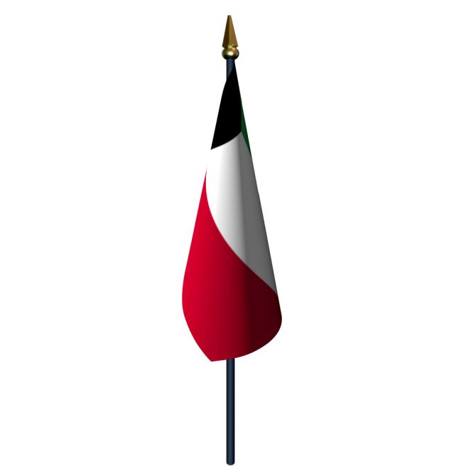 4in x 6in Kuwait Flag with Staff and Spear