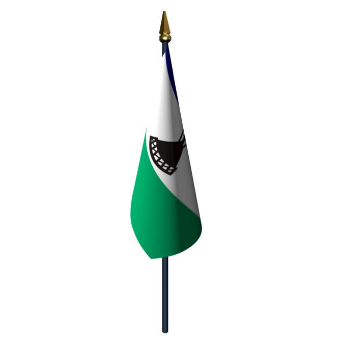 4in x 6in Lesotho Flag with Staff and Spear