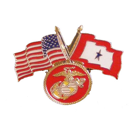America, Service Star and Marine Corps Flag Lapel Pin