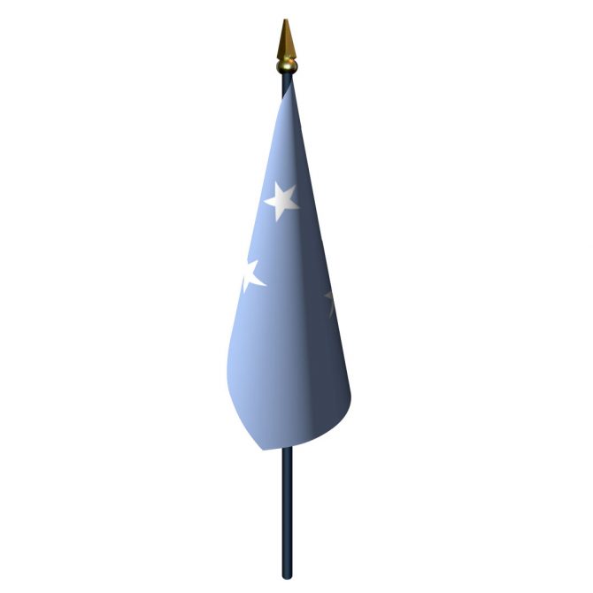 4in x 6in Micronesia Flag with Staff and Spear