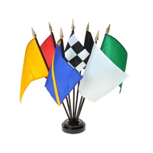 4in x 5in Handheld Racing Flags Set with Staff and Spear