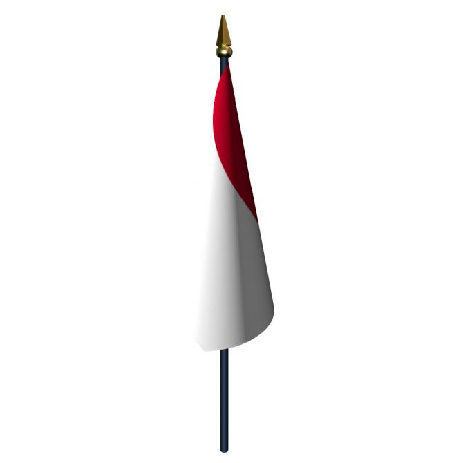 Monaco Flag with Staff and Spear