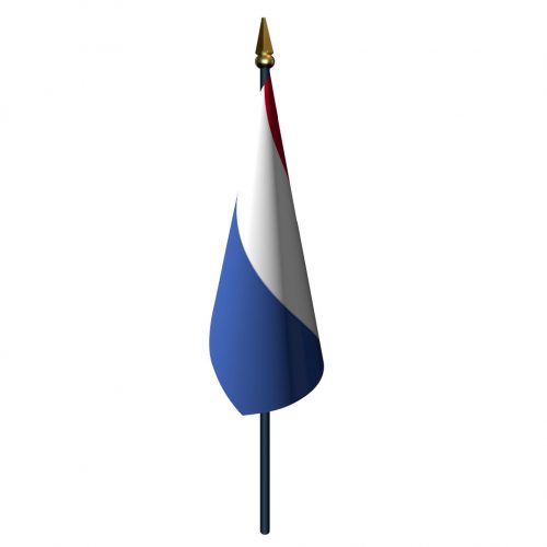 Netherlands Flag with Staff and Spear