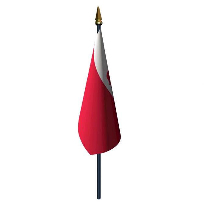 Poland with Seal Flag with Staff and Spear