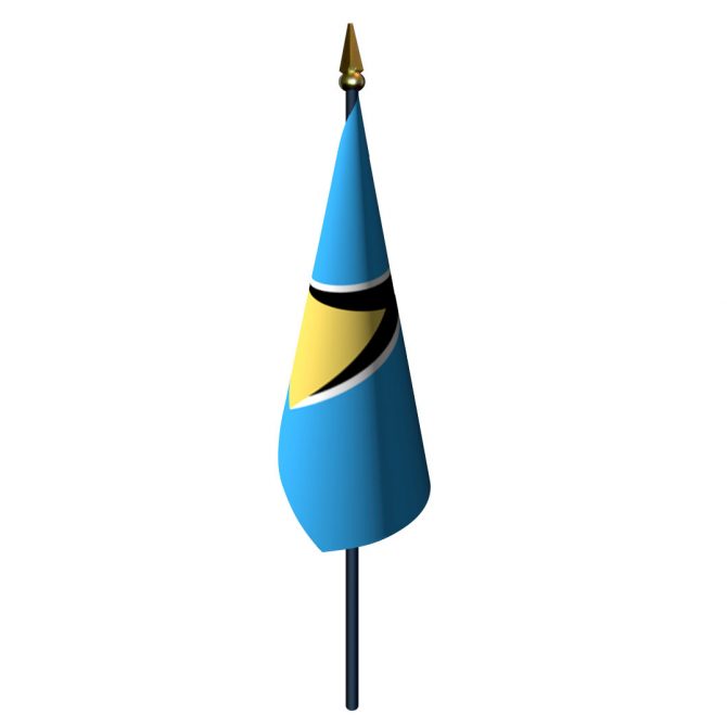 Saint Lucia Flag with Staff and Spear