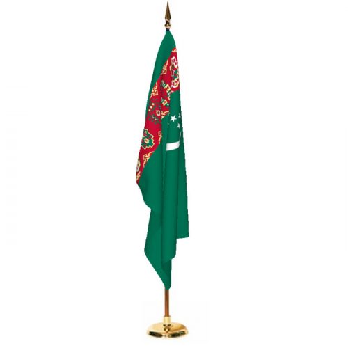 Indoor Turkmenistan Ceremonial Flag Set