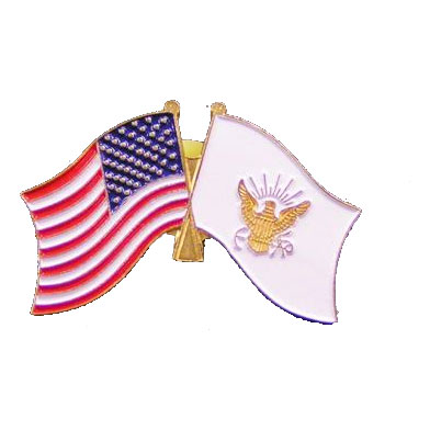 Dual America and Navy Flag Lapel Pin